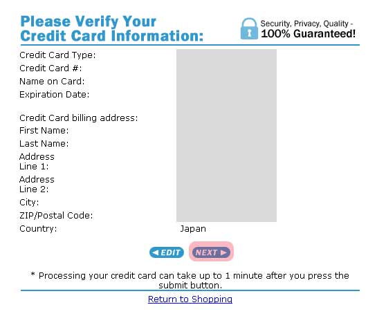 Please Verify Credit Card Informaiton